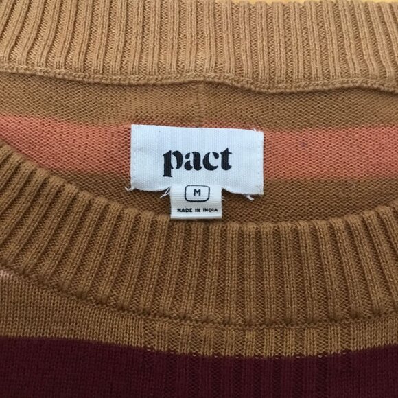 PACT Organic Cotton Striped Sweater M Autumn Cozy 70s Throwback Earth Tone Crew - Picture 3 of 9